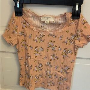 220 No Comment Kids Floral Peach Tee